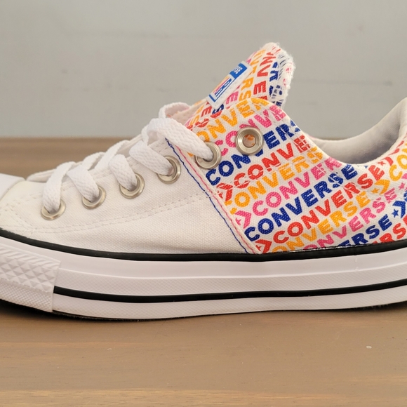 Converse Women's Madison Wordmark Canvas Sneakers, White/Orange/Pink Size 7 - Picture 2 of 8